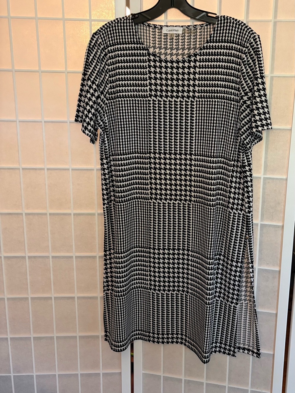 Calvin Klein Black and White Houndstooth Dress